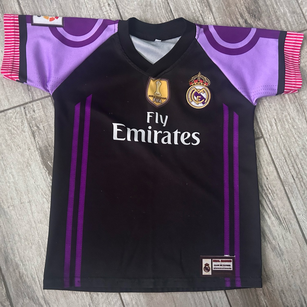 Black & Purple Ronaldo 7 Real Madrid Fly Emirates Soccer Fútbol Jersey